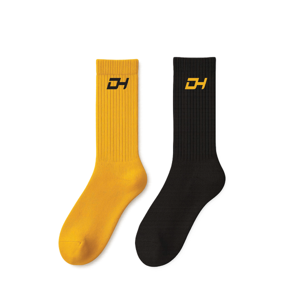 【新品】AH MURDERZ “ AMZ ” SOCKS - YELLOW - Split Black/Yellow Socks! – Official Merch by D'Aydrian Harding